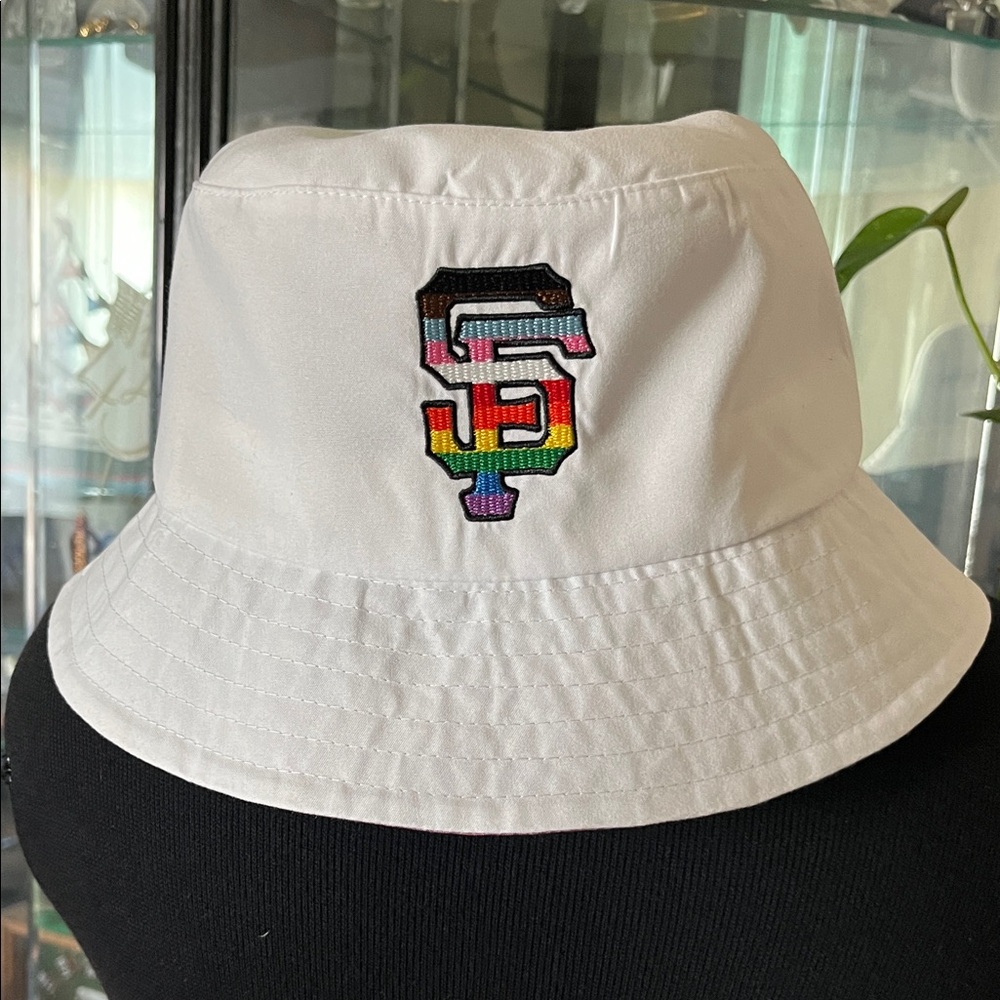 White Bucket Hat with Colorful Embroidery